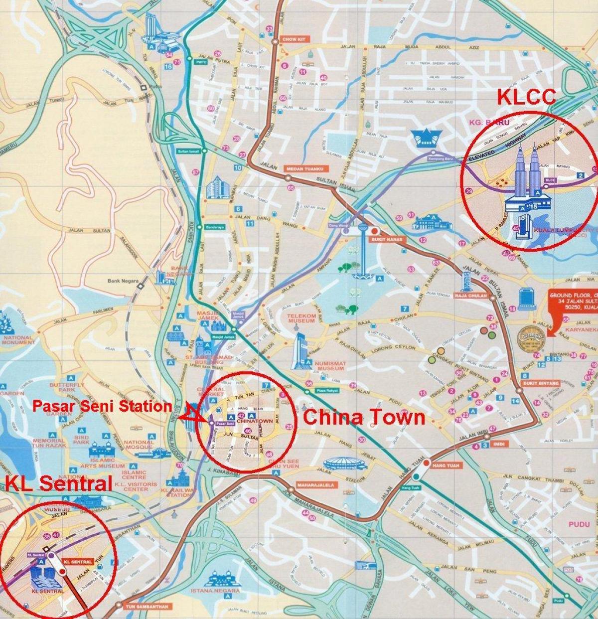 chinatown v kuala lumpur mapě