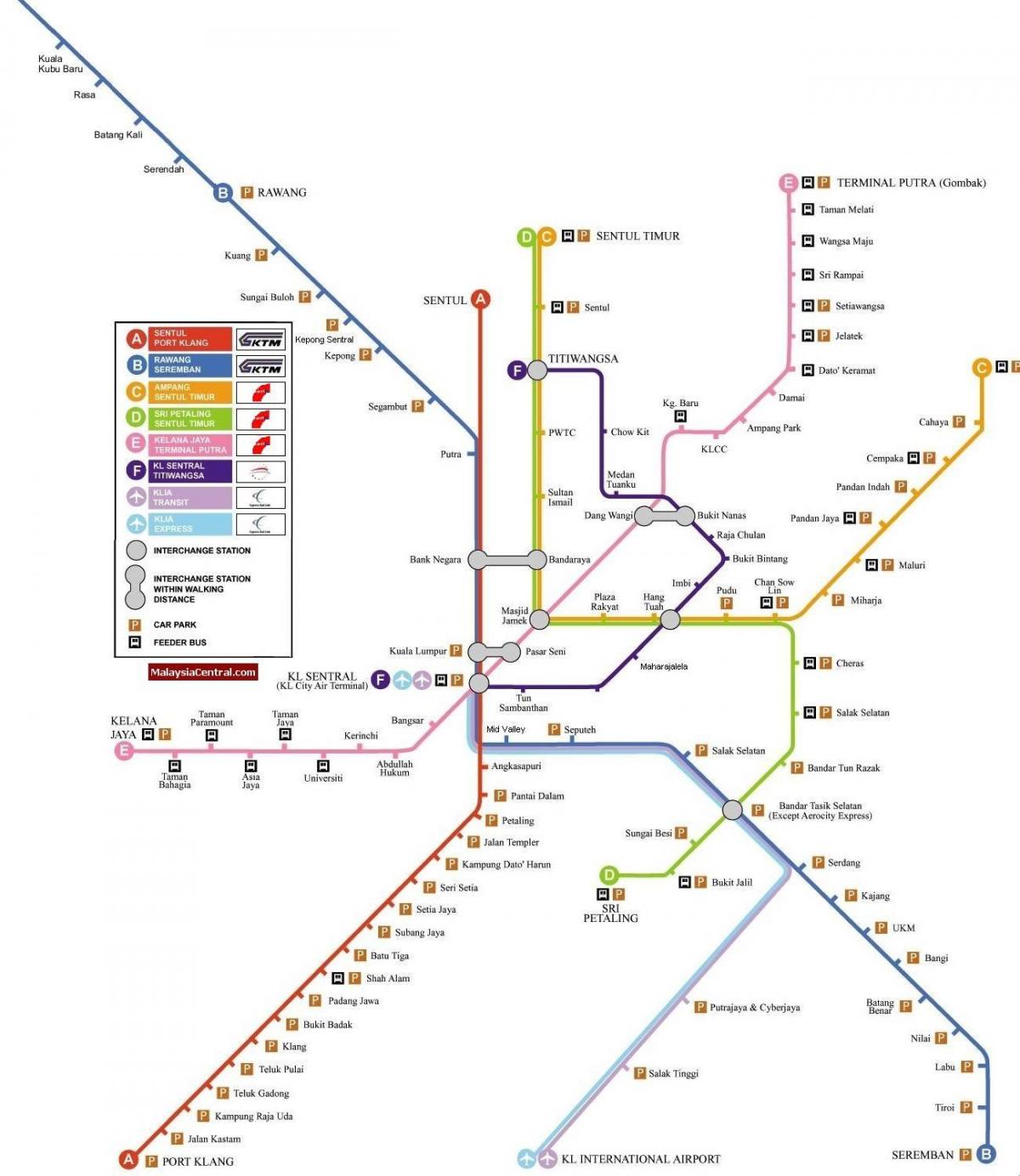 kuala lumpur lehké železniční mapě