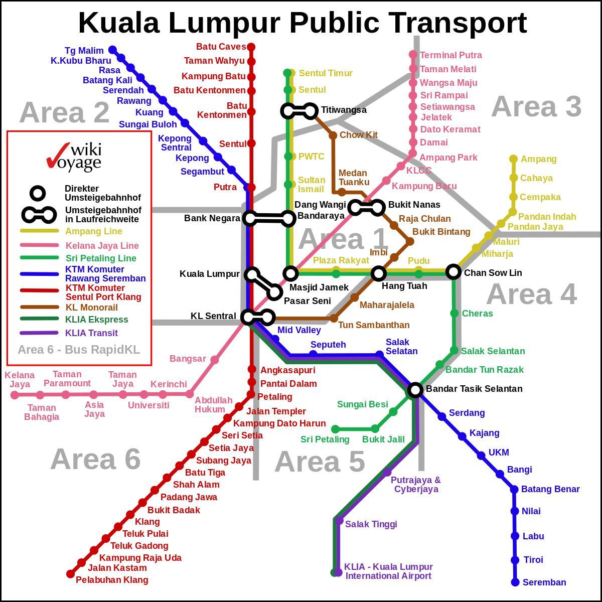 veřejná doprava v kuala lumpur mapě