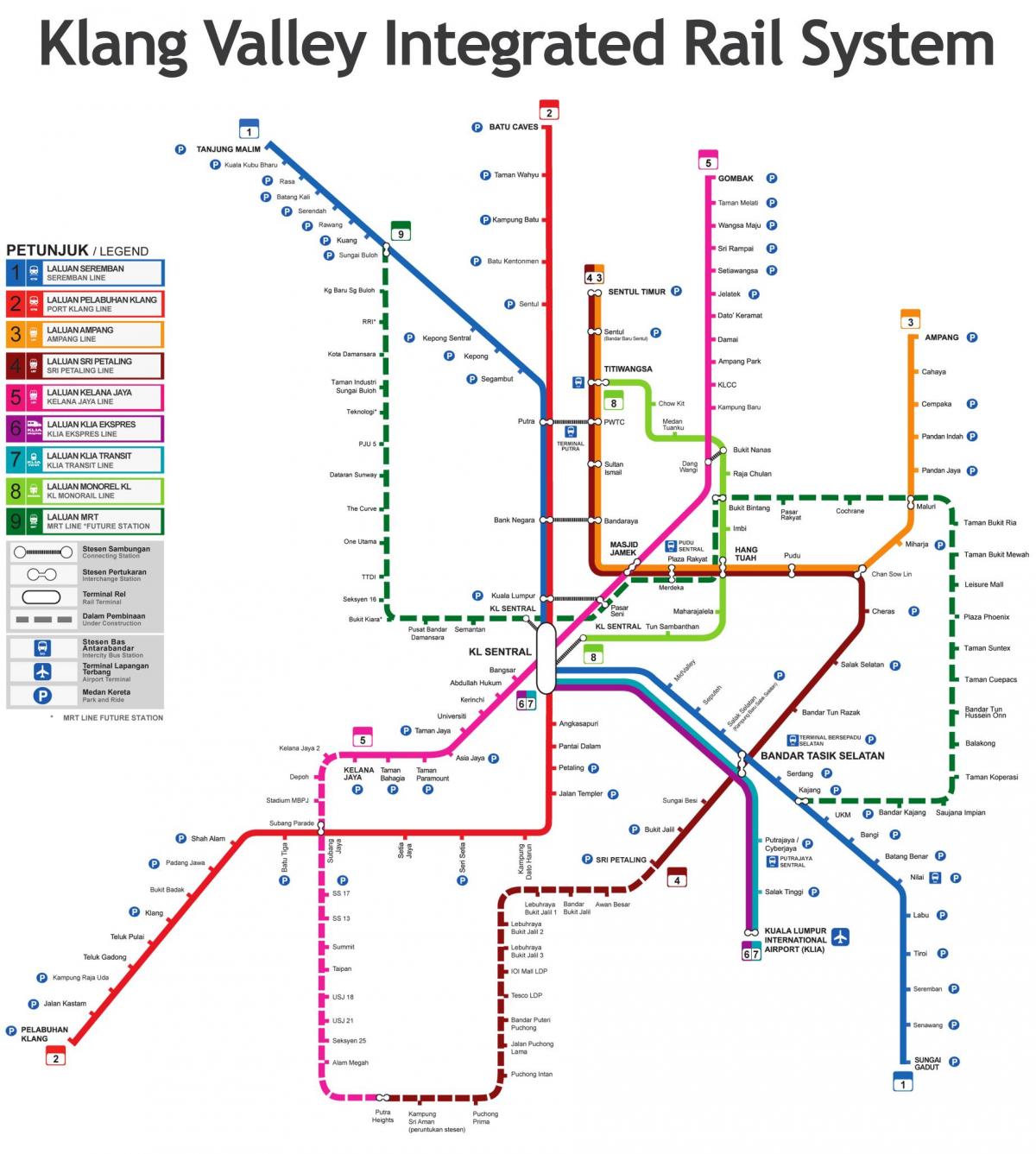 mapa vlak malajsie