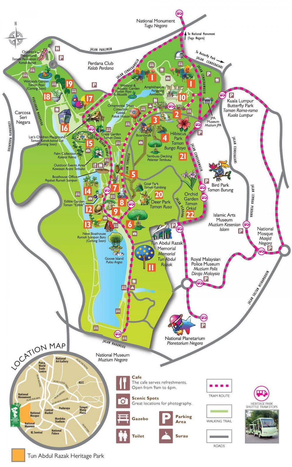 Mapa perdana botanical garden