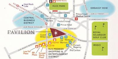 Mapa nákupního střediska pavilion mall, kuala lumpur