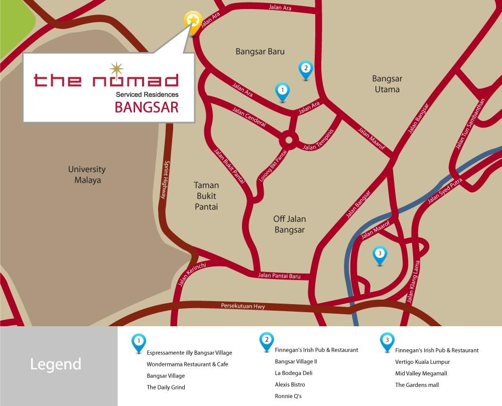 bangsar, kuala lumpur mapě