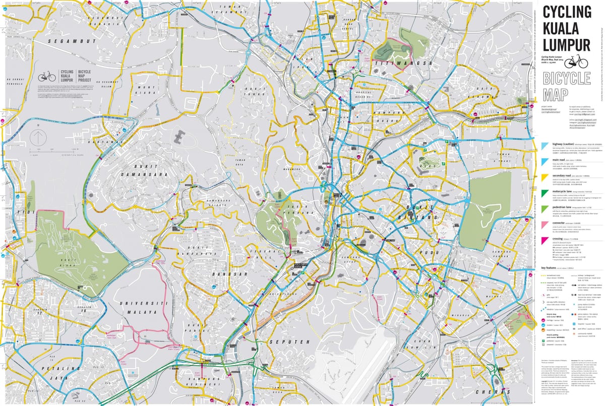Mapa cyklistické kuala lumpur kolo
