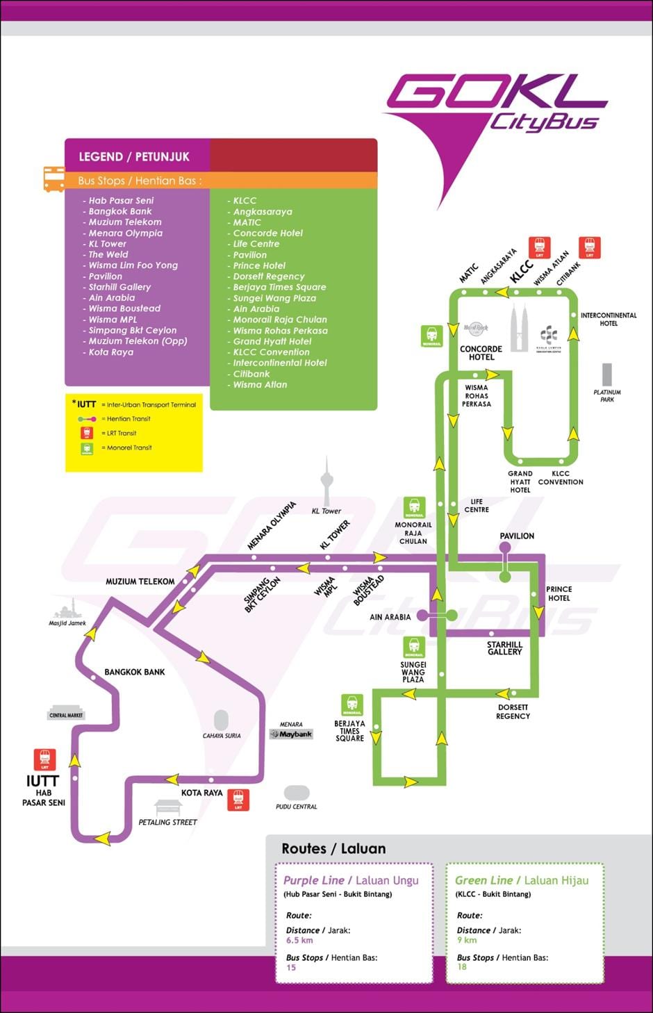 Mapa jít kl green line