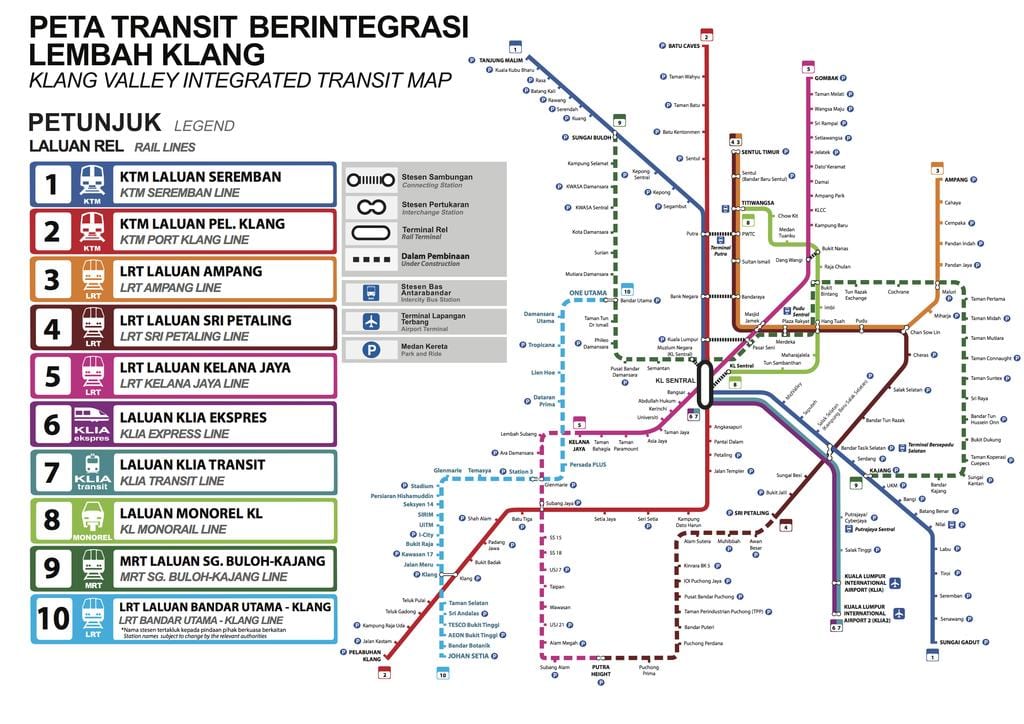 veřejné dopravy mapy kuala lumpur
