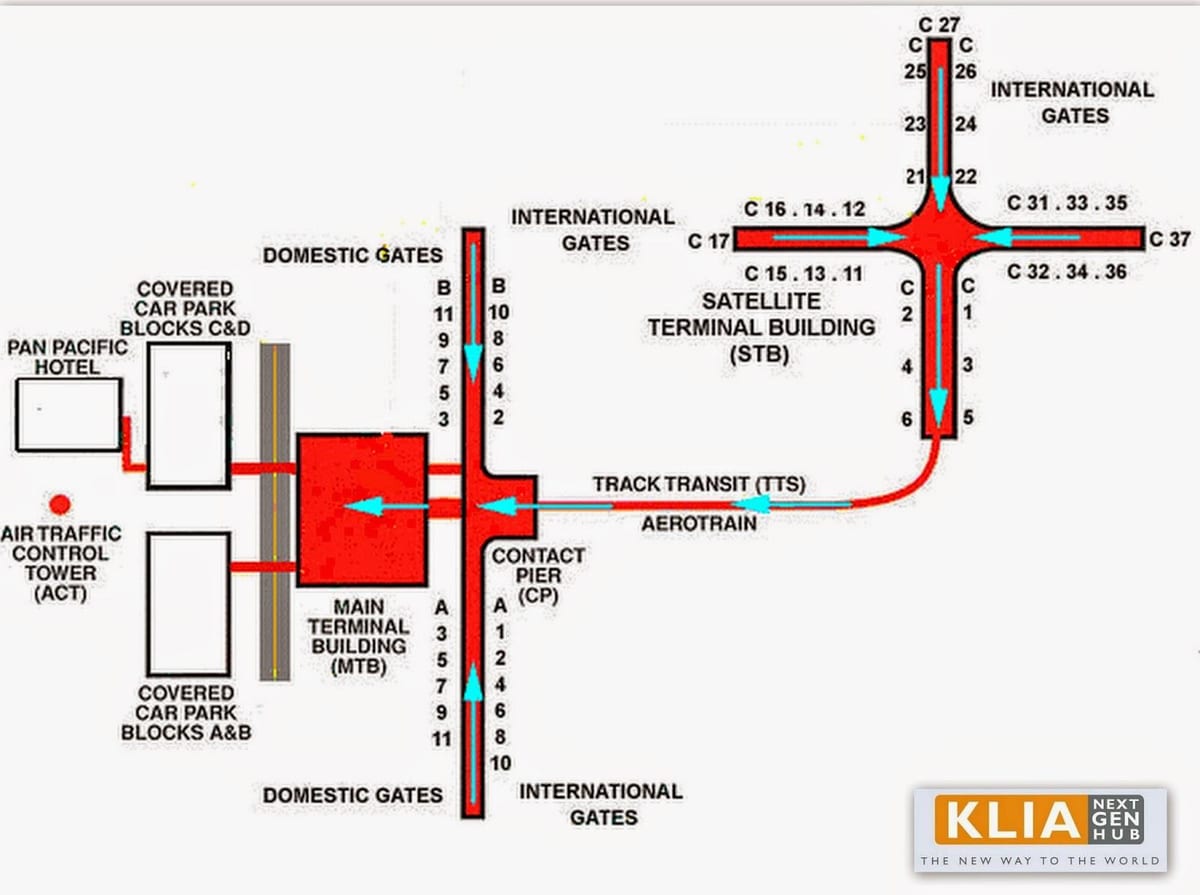 klia rozložení mapě