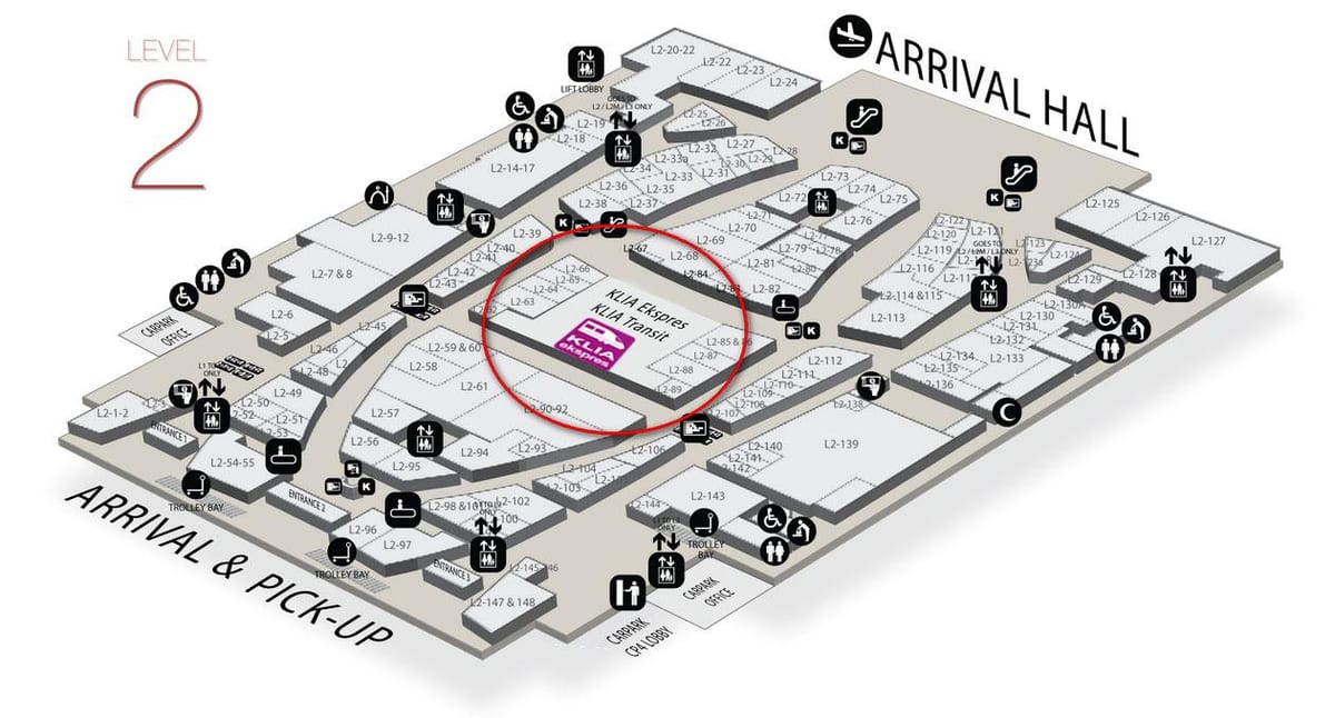 klia2 příjezdu mapě
