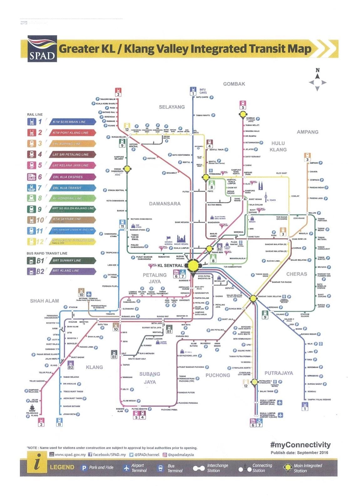 kuala lumpur tranzitní železniční mapě