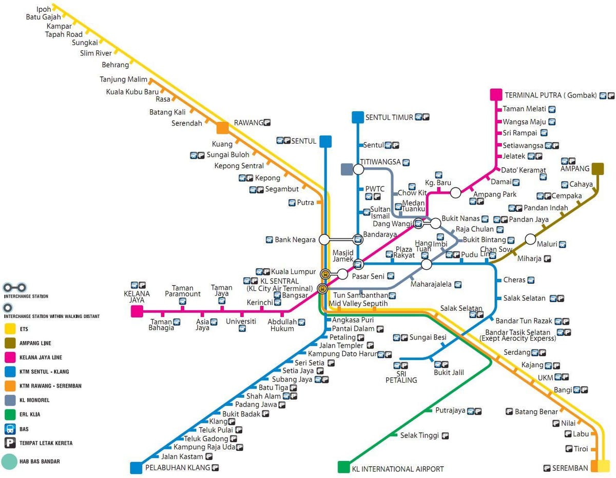 veřejná doprava mapa malajsie