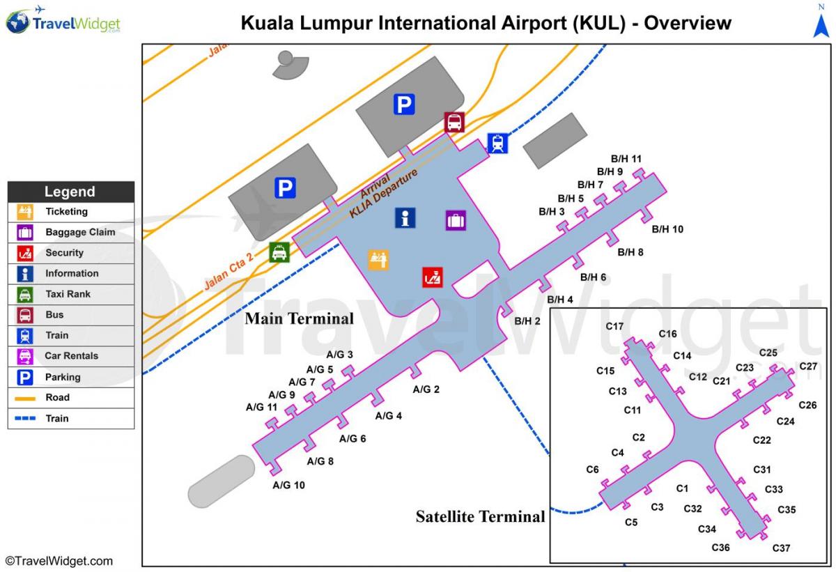 kuala lumpur letiště terminál mapě