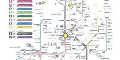 Kuala lumpur tranzitní železniční mapě