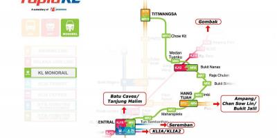 Malajsie vlak line mapy